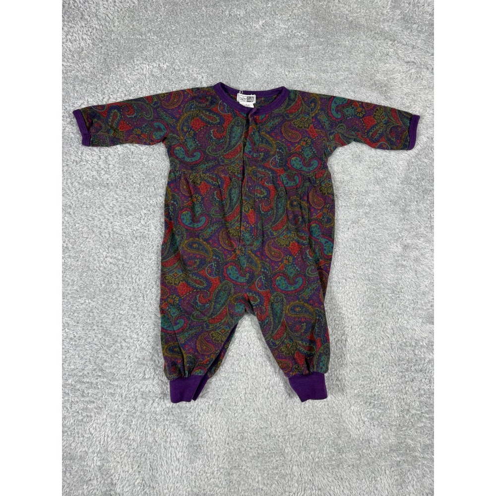Baby Gap Romper Unisex 3-6M Purple Paisley Vintage Cotton Snap Good One Piece